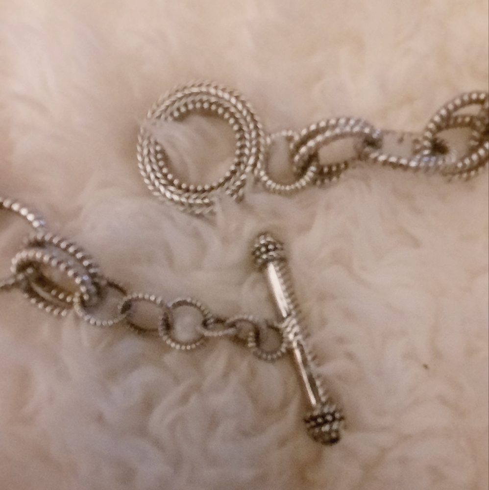 Judith Ripka Sterling Silver Double Link Oval & Round Cable Necklace.